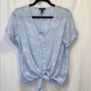 GAP Light Blue Tie Front Top